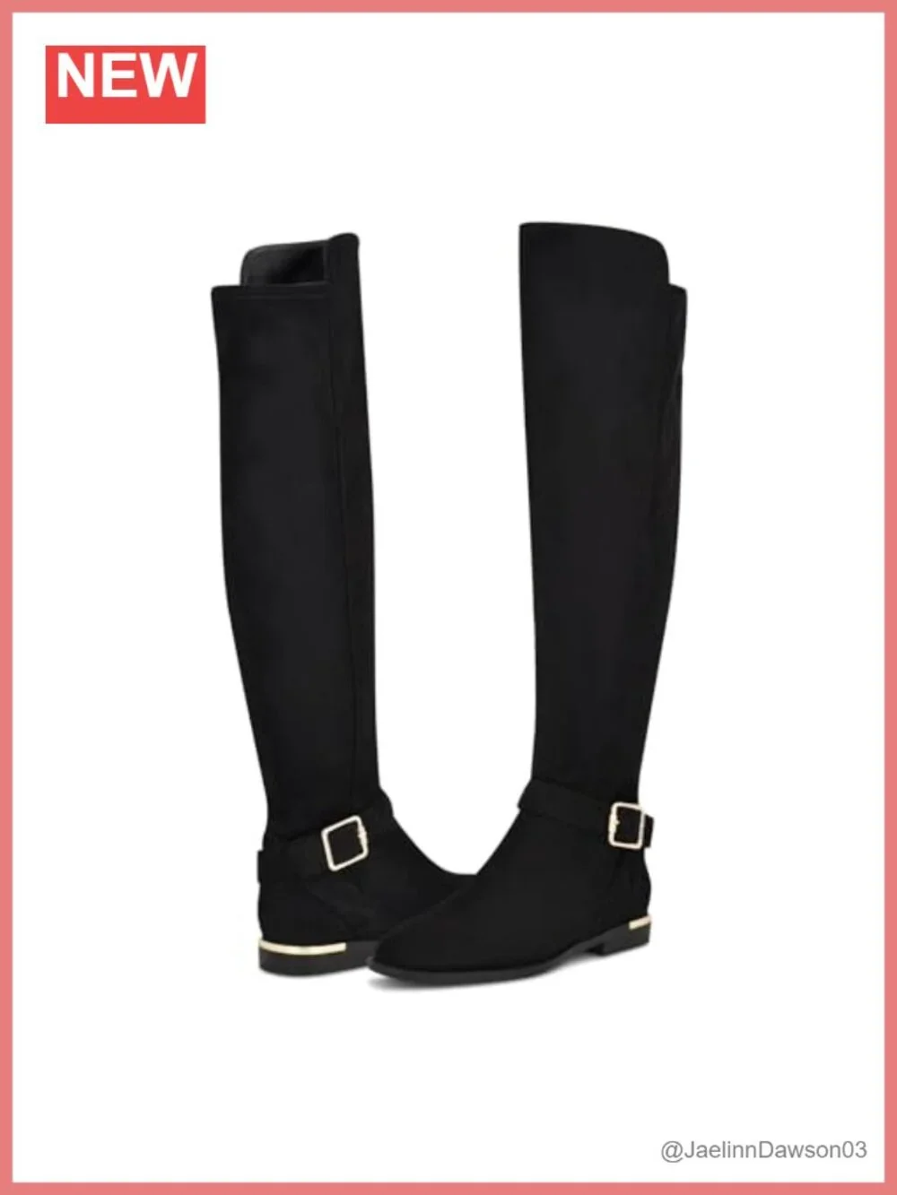 Nine West Over-the-Knee Faux Suede Boots Round Toe Buckle Zip Heels